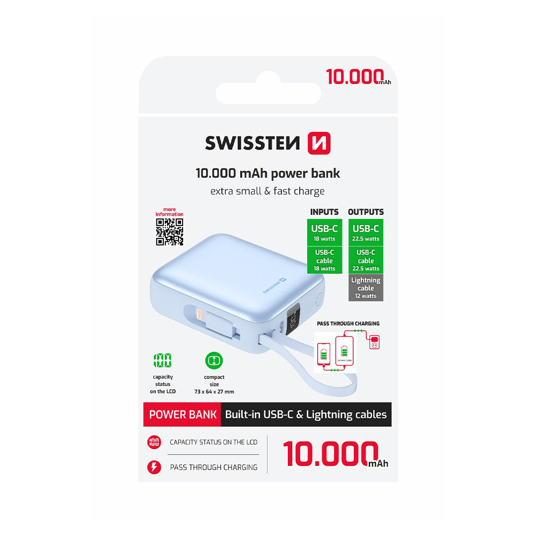 Swissten 35W Powerbank 10.000mAh | Blauw